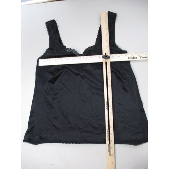 VINTAGE Satin Camisole Top Women 34 Medium Black Satin Lace Lingerie Warners USA - Picture 8 of 12